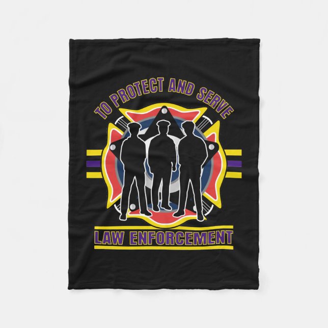Protect and Serve Police Fleece Blanket (Front)