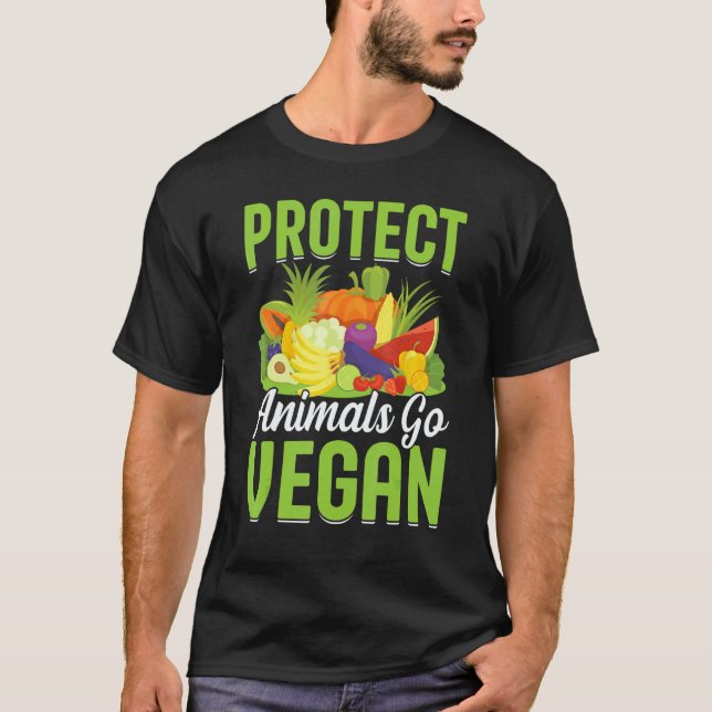 Protect Animals Go Vegan T-Shirt (Front)