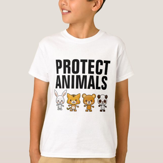 PROTECT ANIMALS T-Shirts Tees (Front)