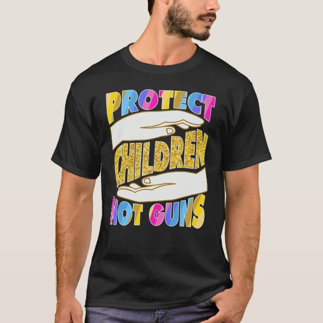 Protect Children Not Guns Orange Rainbow T-Shirt (Front)