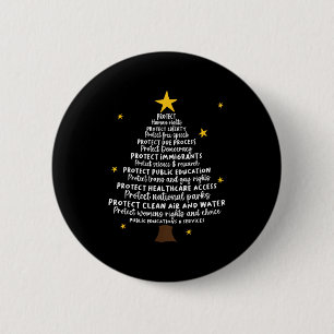 Protect Democracy Christmas Tree Subtle Anti Trump 6 Cm Round Badge