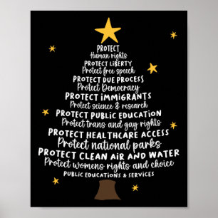 Protect Democracy Christmas Tree Subtle Anti Trump Poster