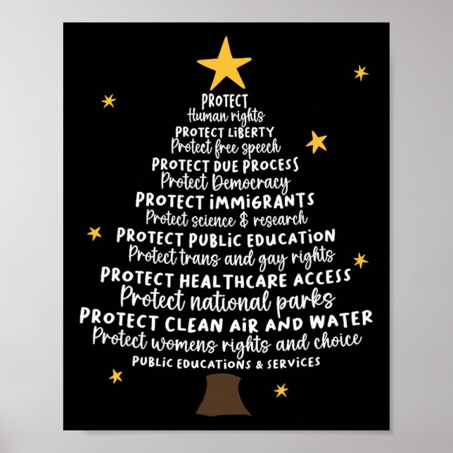 Protect Democracy Christmas Tree Subtle Anti Trump Poster (Front)