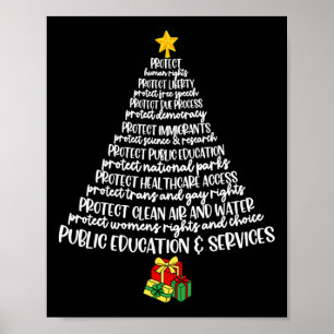 Protect Democracy Christmas Tree Tee, Subtle Anti Poster