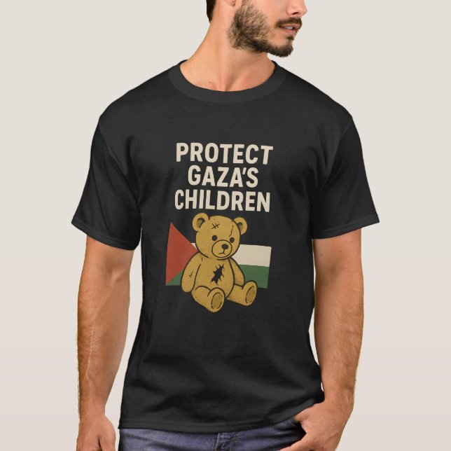 Protect Gaza’s Children – Teddy Bear Awareness Des T-Shirt (Front)