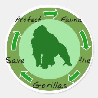 Protect  gorillas classic round sticker