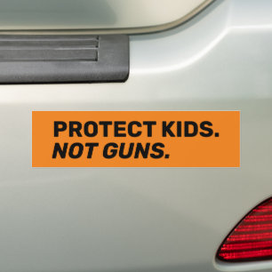 Protect kids Not guns orange black bold modern Bumper Sticker