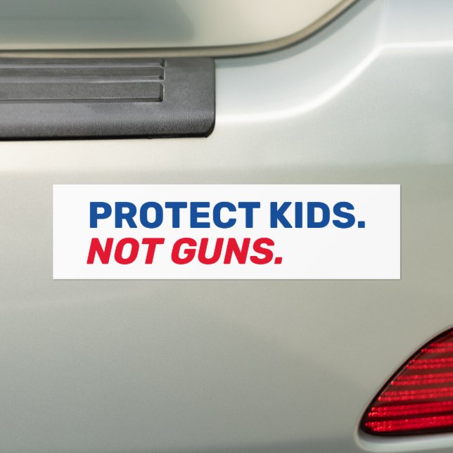Protect kids Not guns red white and blue election Bumper Sticker (On Car)
