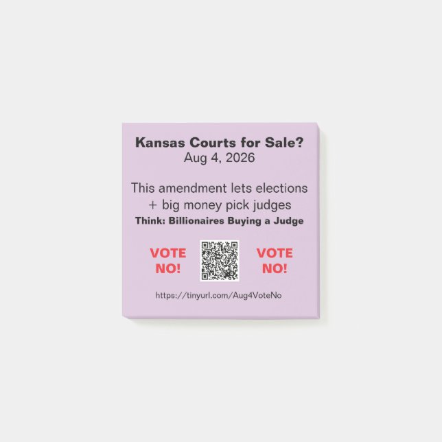 Protect KS Courts Aug 4, 2026 Post-it Notes (Front)