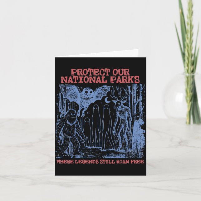 Protect National Parks Mothman Cryptid Weirdcore Card (Front)