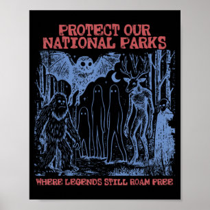 Protect National Parks Mothman Cryptid Weirdcore Poster
