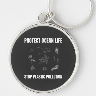 Protect ocean life stop plastic pollution  key ring