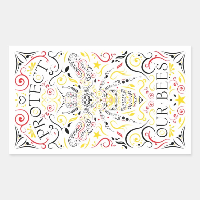 protect our bees rectangular sticker (Front)