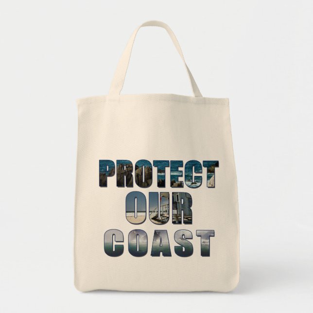 Protect Our Coast Tropical Beach Bag (Front)