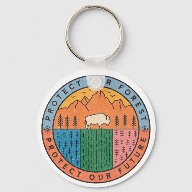 Protect Our Forest National Parks Climate Change Key Ring (Front)