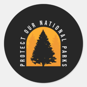 Protect Our National Parks Distressed Outdoor Wand Classic Round Sticker