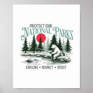 Protect Our National Parks Explore Respect Resist Poster
