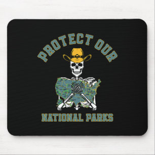 Protect Our National Parks Map Retro Skeleton Hiki Mouse Pad