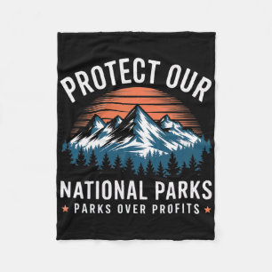Protect Our National Parks Parks Over Profits Retr Fleece Blanket