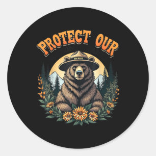 Protect Our National Parks Resist Alt Us Bear  Classic Round Sticker