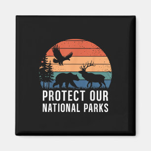 Protect Our National Parks Retro Wildlife Conserva Magnet