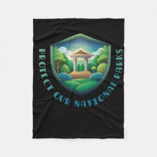 Protect Our National Parks Vintage Badge Design St Fleece Blanket