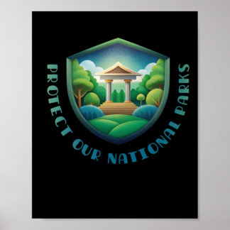 Protect Our National Parks Vintage Badge Design St Poster