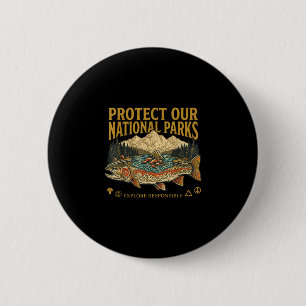 Protect our national parks vintage retro design 6 cm round badge