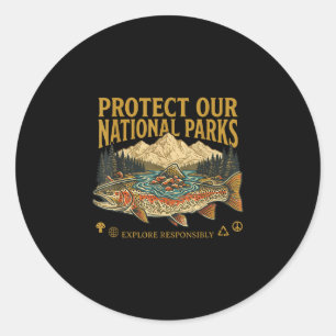 Protect our national parks vintage retro design  classic round sticker