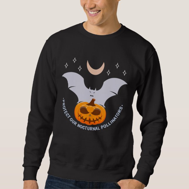 Protect Our Nocturnal Pollinators Scary Bat Sweatshirt (Front)