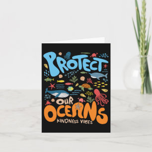 Protect Our Ocean Be Kind Shark Turtle Retro Earth Card