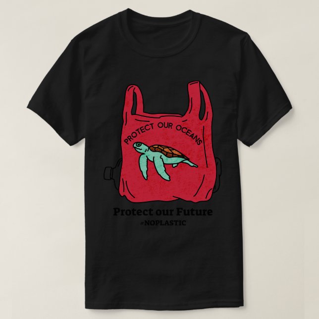 Protect Our Ocean Protect Our Future No Plastic Co T-Shirt (Design Front)