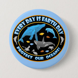 Protect Our Oceans Earth Day 7.5 Cm Round Badge
