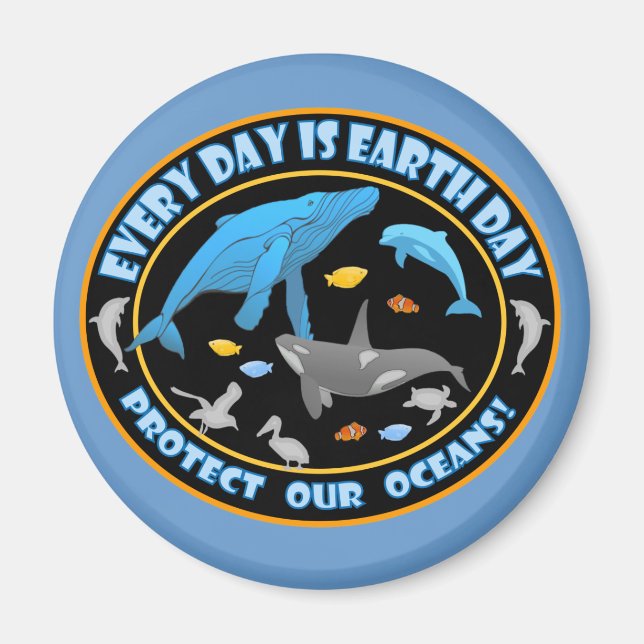 Protect Our Oceans Earth Day Magnet (Front)