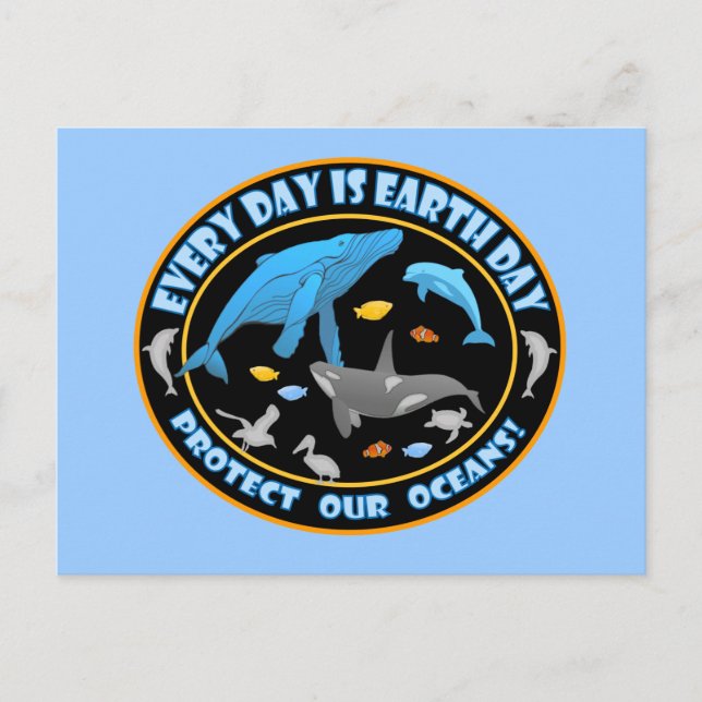 Protect Our Oceans Earth Day Postcard (Front)