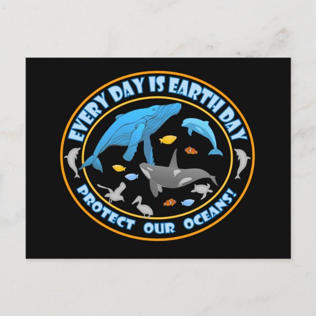 Protect Our Oceans Earth Day Postcard (Front)