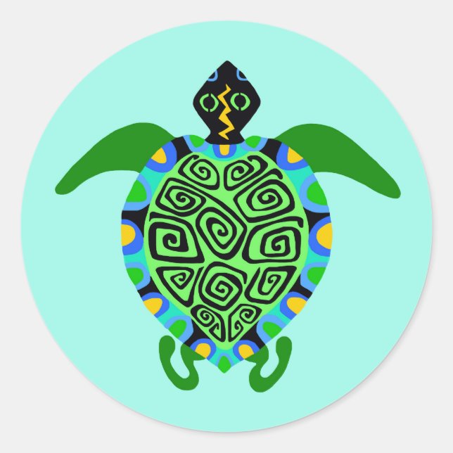 Protect our oceans -Green Sea TURTLE- Wildlife -  Classic Round Sticker (Front)