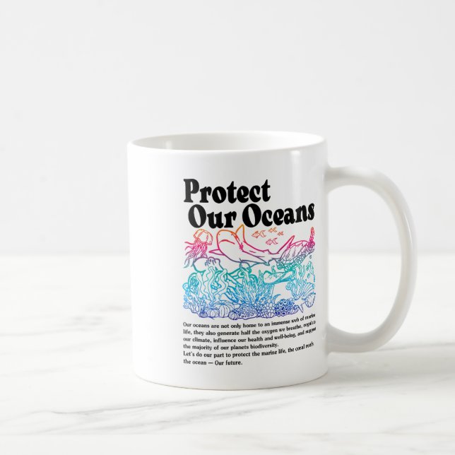 Protect Our Oceans Save Earth World Ocean Day  Coffee Mug (Right)