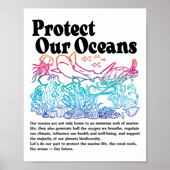 Protect Our Oceans Save Earth World Ocean Day  Poster (Front)