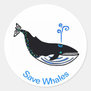 Protect our oceans - Save WHALES Classic Round Sticker