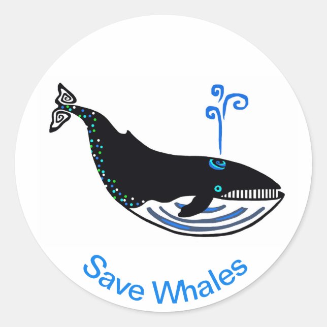Protect our oceans - Save WHALES- Wildlife warrior Classic Round Sticker (Front)