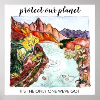 PROTECT OUR PLANET Zion National Park Watercolor