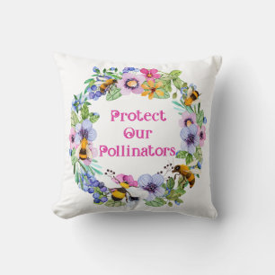 Protect Our Pollinators Bees Flowers Cushion
