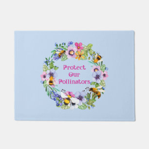 Protect Our Pollinators Bees Flowers Doormat