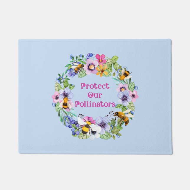Protect Our Pollinators Bees Flowers Doormat (Front)