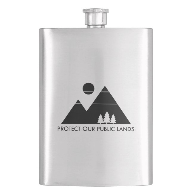 Protect Our Public Lands Mountain Hip Flask (Front)