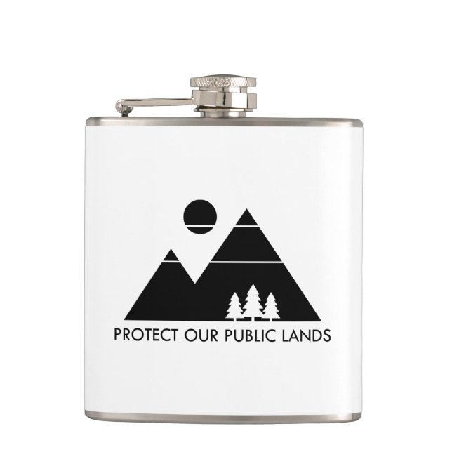 Protect Our Public Lands Mountain Hip Flask (Front)