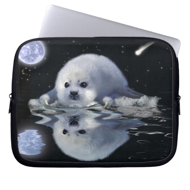 Protect Our Seals from Hunting - Wildlife Art Laptop Sleeve (Front)