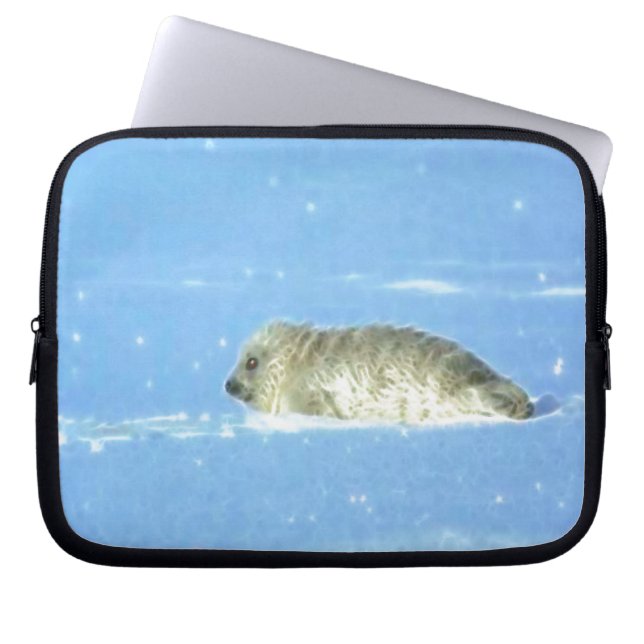 Protect Our Seals from Hunting - Wildlife Art Laptop Sleeve (Front)