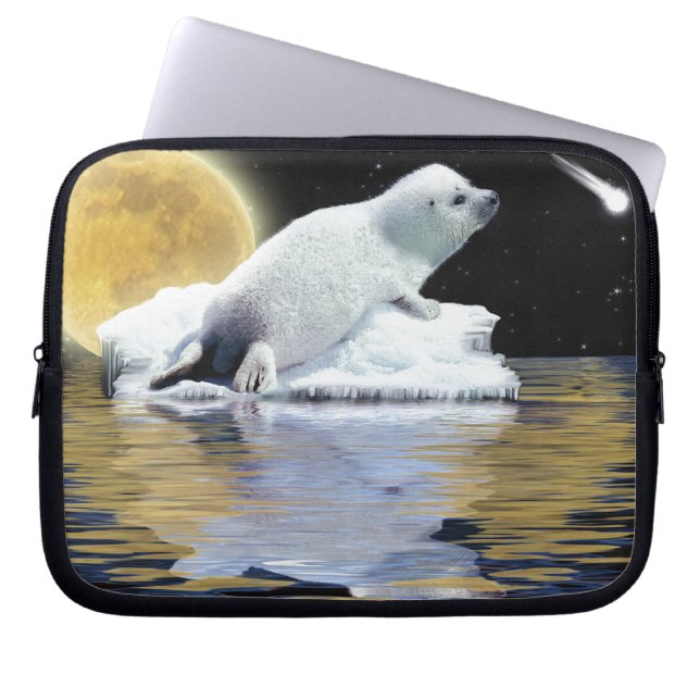 Protect Our Seals from Hunting - Wildlife Art Laptop Sleeve (Front)